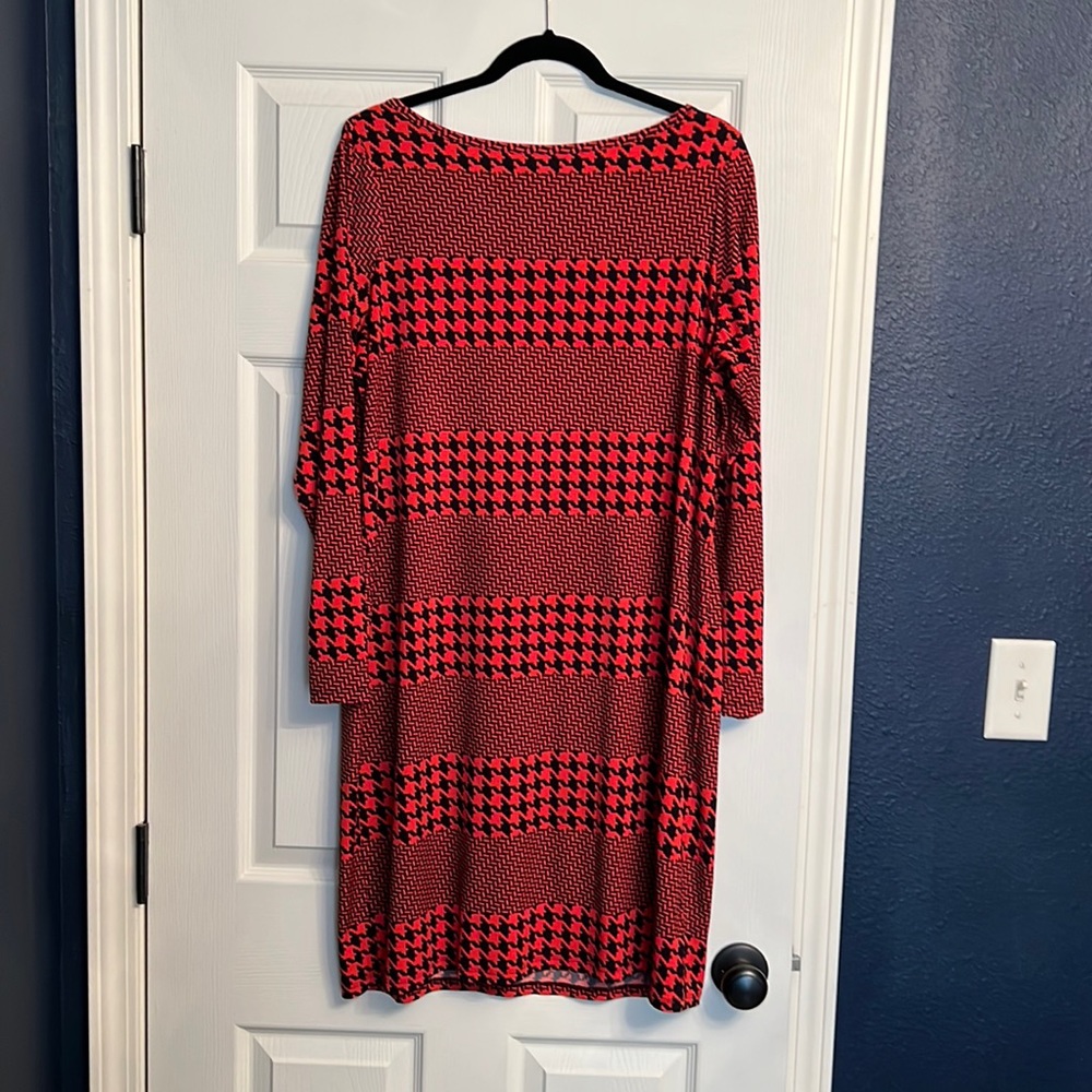 Michael Kors Red and Black Long Sleeve Dress